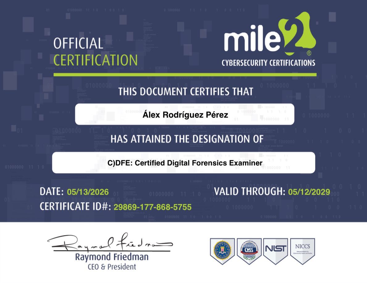 Certified Digital Forensic Examiner